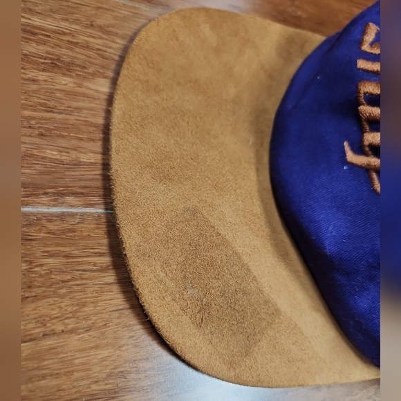 Vintage Snap-on Tools Hat 90s Purple Snapback Cap Brown Suede Brim - Picture 2 of 6